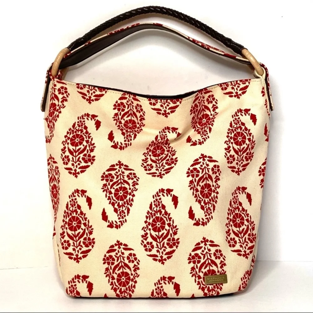 NWT STEPHANIE JOHNSON Loop Paisley Canvas And Vegan Hobo Bag 💗